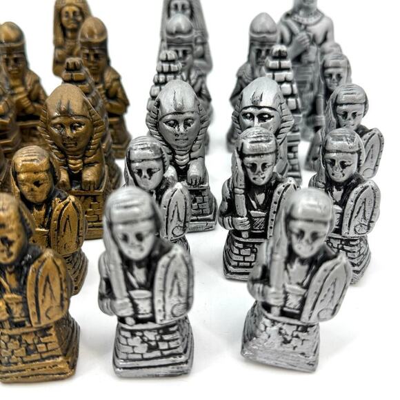 Vintage 32 Piece Replacement Chess Piece Set Egyptian Style Ceramic Glazed - Picture 6 of 15